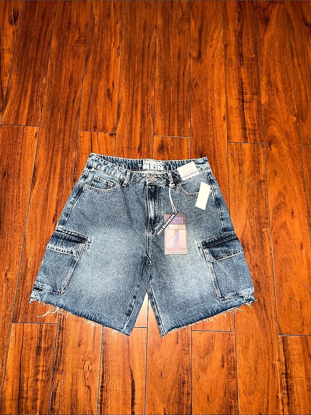 Indigo Rein Denim Cargo Shorts Blue Waist 11/29 NWT